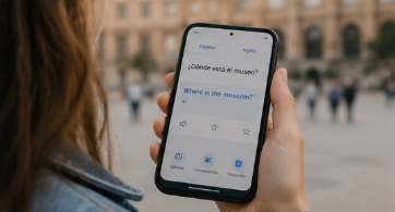 movil con la app de google translate abierta